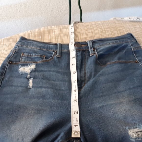 MUDD Jeans Juniors Size 5 FLX Stretch High Rise Jean Legging Distressed Denim - Picture 8 of 10